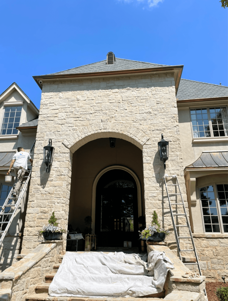 exterior stone refreshed with limewash treatment