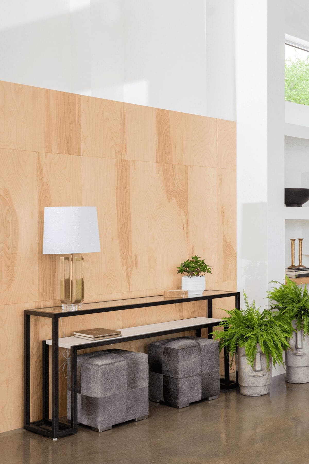 maple paneled wall, commercial interior design by Kirkendall Design