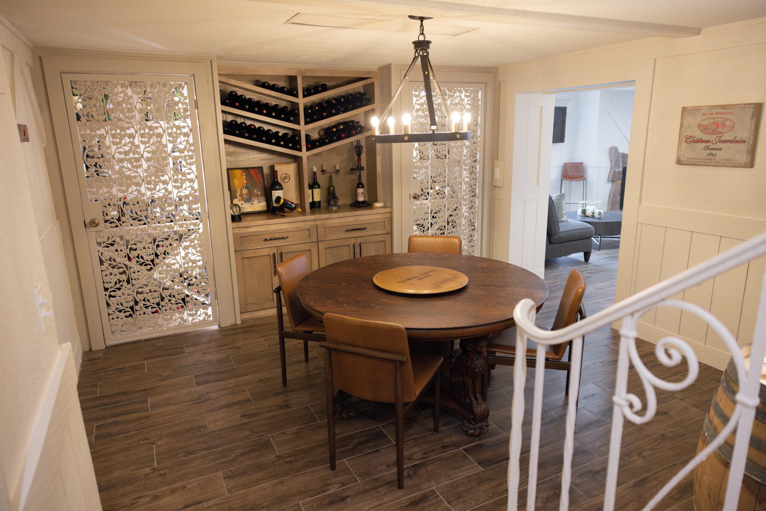 basement wine cellar in 1930s home renovation in Tulsa OK by Kirkendall Design, full service interior design firm