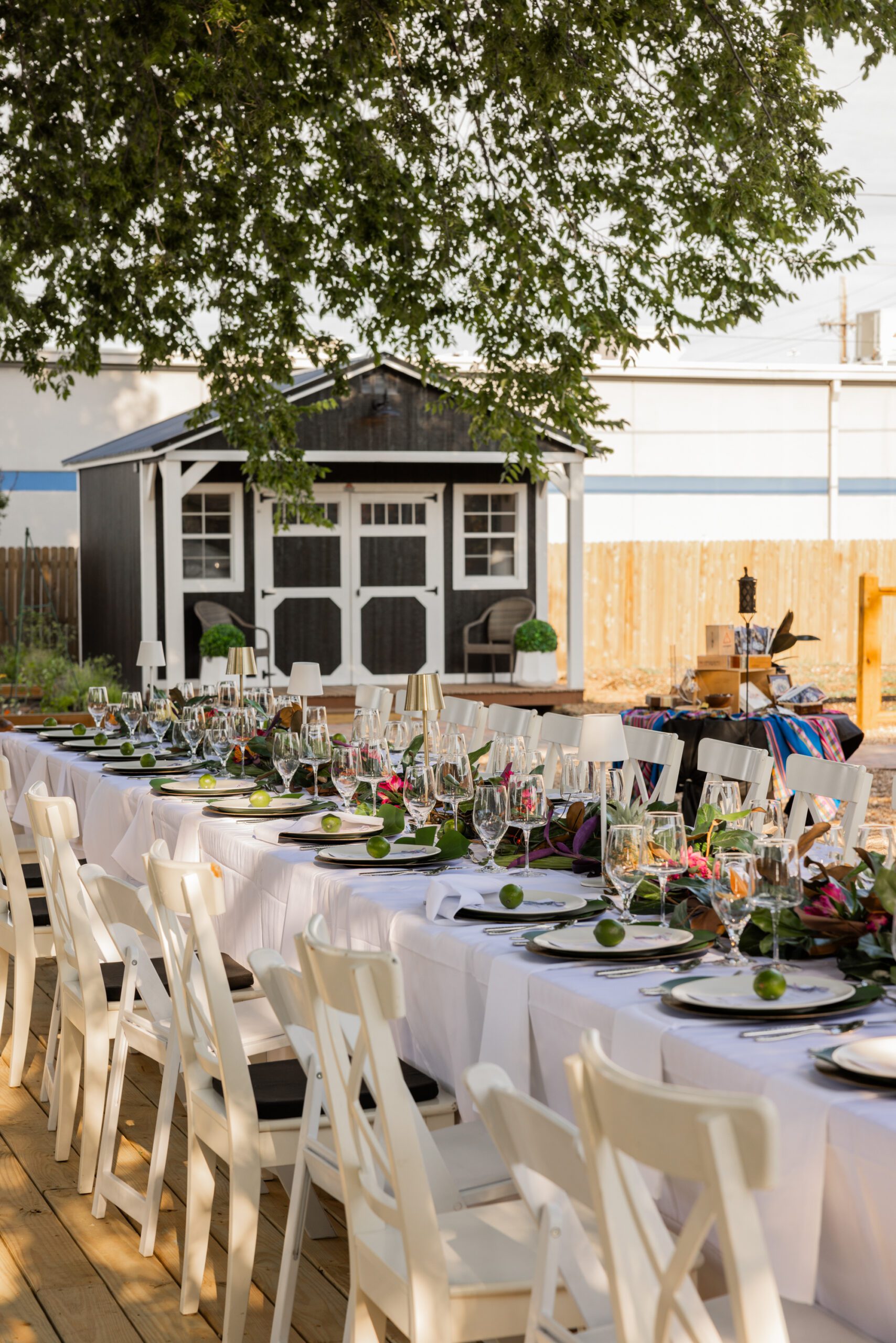 outdoor dining set up at The Studio at K|D in Tulsa