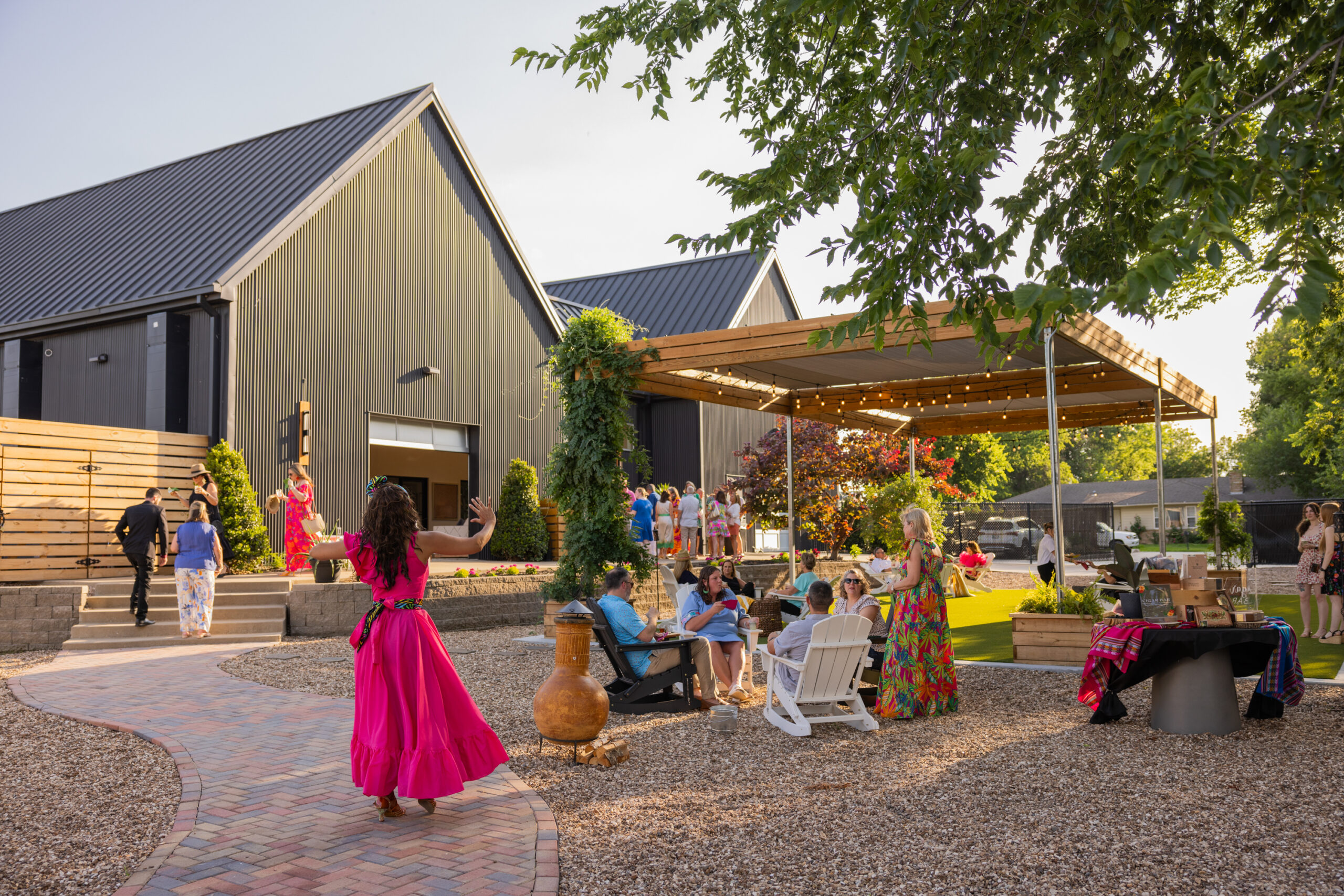 outdoor dining set up at The Studio at K|D in Tulsa