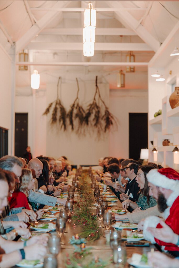 family style dinner set up for an event at The Studio at K|D in Tulsa