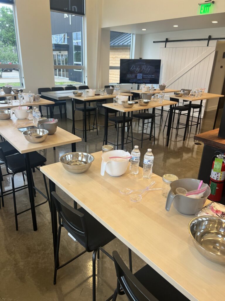 Several workstations set up in The Studio at K|D for sourdough bread making workshop