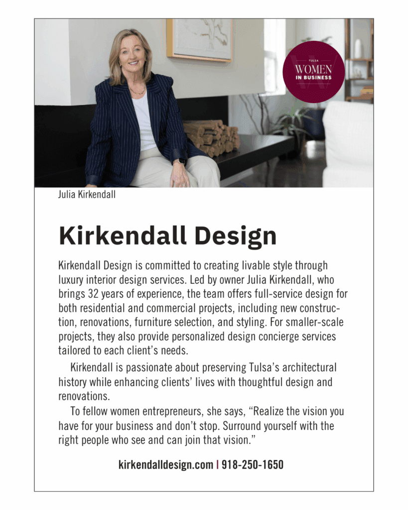 Kirkendall Design's Women in Business Profile Excerpt from TulsaPeople