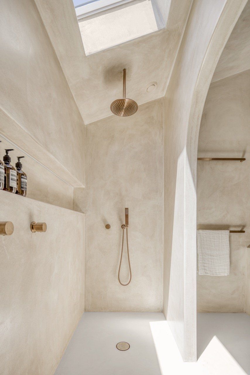 microcement and plaster finishes in showers
