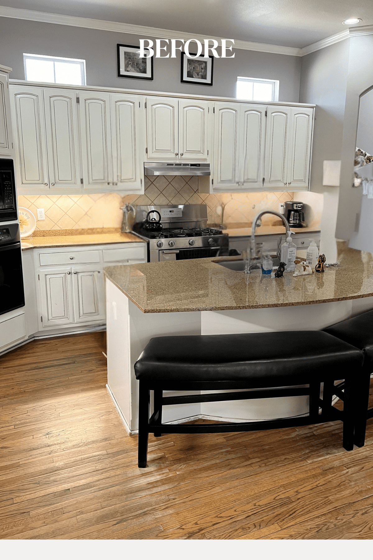 Before photo of outdated kitchen in a Tulsa home prior to a full-service interior design custom kitchen renovation by kirkendall design, featuring original cabinetry, limited storage, and an inefficient layout ready for redesign.